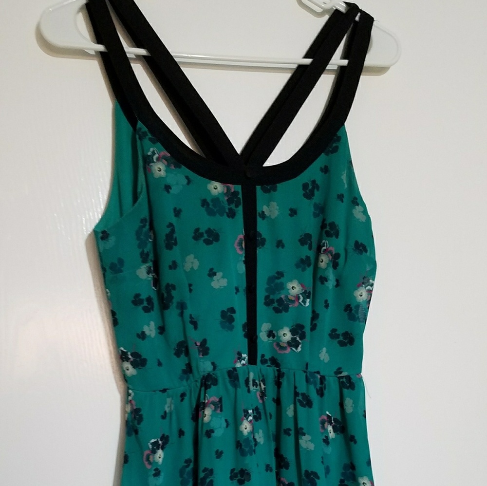 Lauren Conrand Teal Strappy Floral Dress